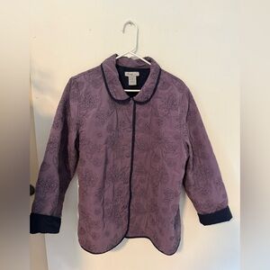 Lavender Quilted Floral Jacket with Navy Trim by Analogy
